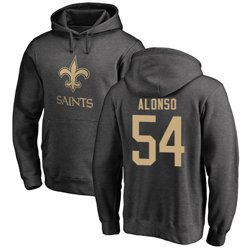 Men New Orleans Saints Ash Kiko Alonso One Color NFL Football #54 Pullover Hoodie Sweatshirts->new orleans saints->NFL Jersey